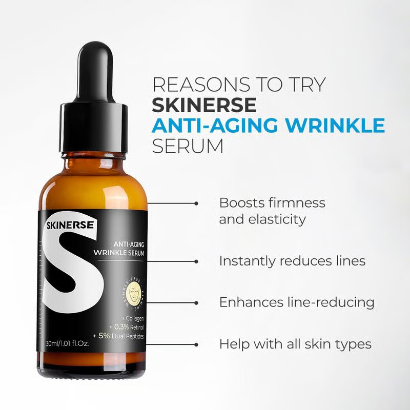 Retinol & Peptide Anti-Aging Wrinkle Serum, Brightening Serum for Fine Lines