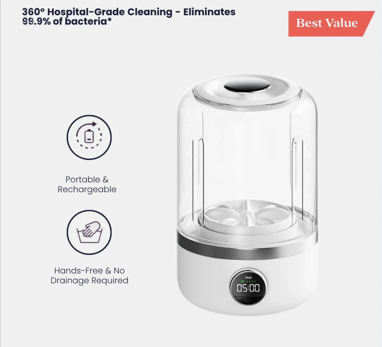 Portable Mini Washing Machine with Powerful Washing-SmartWash Baby Laundry Cup