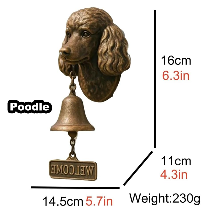 3D Dog Themed Welcome Doorbell - Cast Iron Resin Vintage Decorative Hanging Bell
