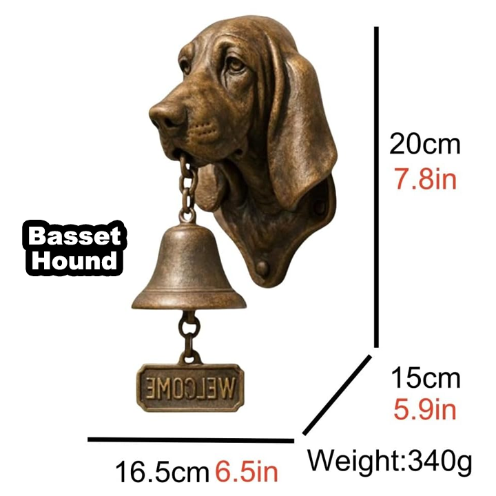 3D Dog Themed Welcome Doorbell - Cast Iron Resin Vintage Decorative Hanging Bell
