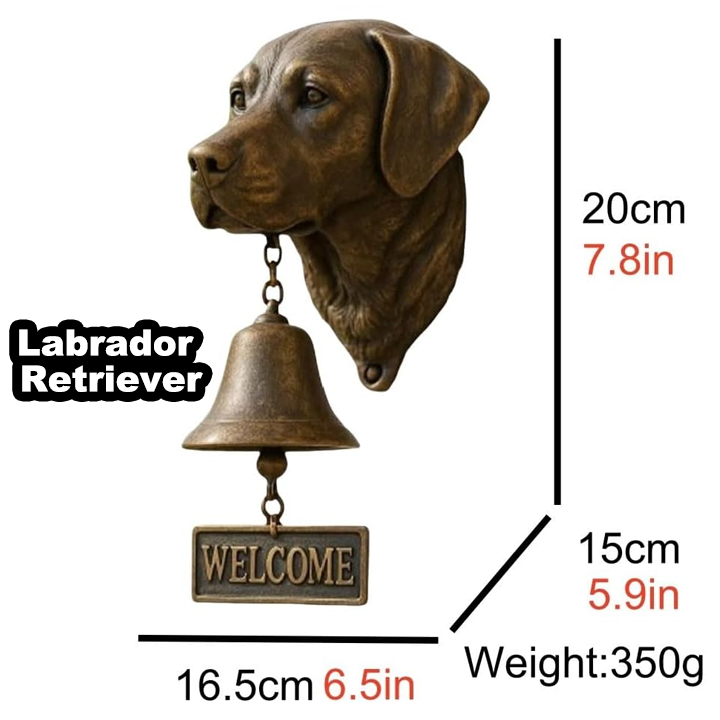 3D Dog Themed Welcome Doorbell - Cast Iron Resin Vintage Decorative Hanging Bell