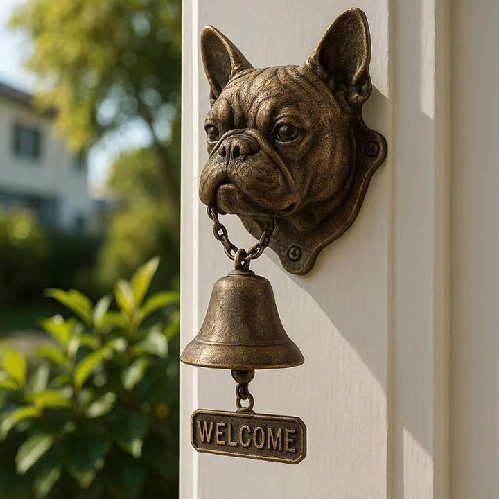 3D Dog Themed Welcome Doorbell - Cast Iron Resin Vintage Decorative Hanging Bell