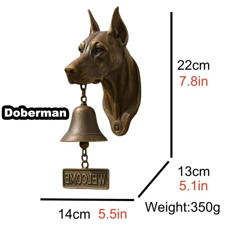 3D Dog Themed Welcome Doorbell - Cast Iron Resin Vintage Decorative Hanging Bell