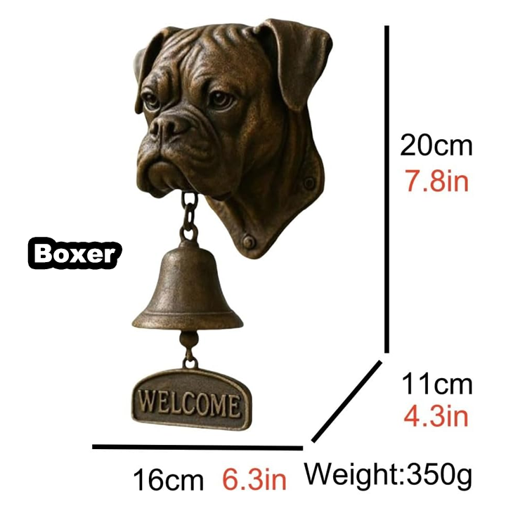 3D Dog Themed Welcome Doorbell - Cast Iron Resin Vintage Decorative Hanging Bell