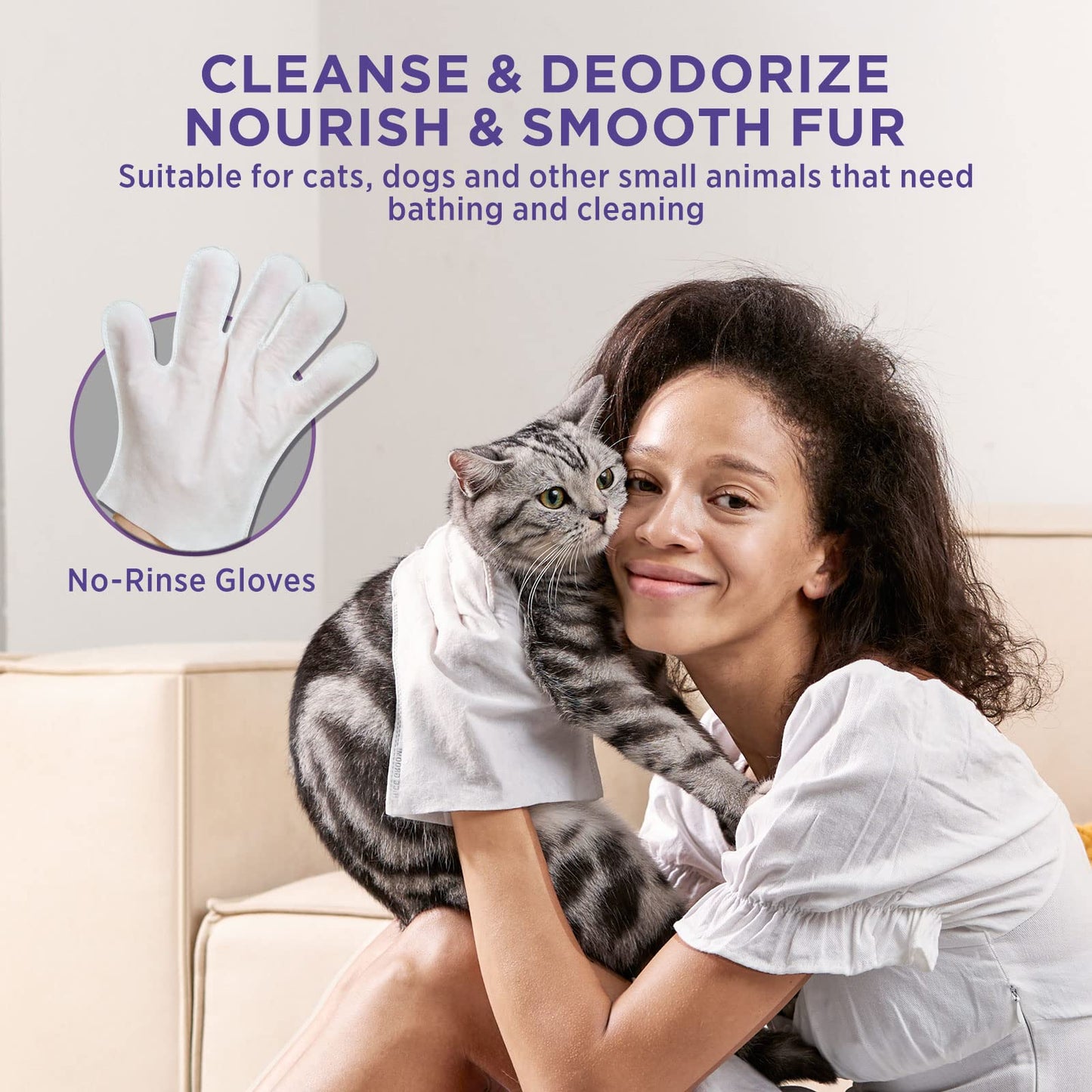 Pet Herbal Spa Antibacterial Cleaning Gloves