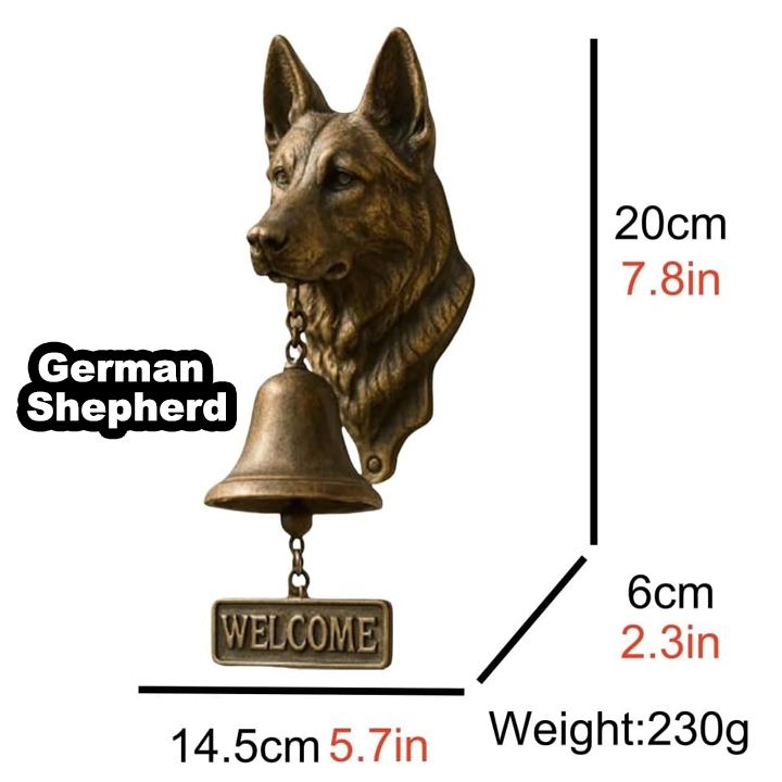 3D Dog Themed Welcome Doorbell - Cast Iron Resin Vintage Decorative Hanging Bell