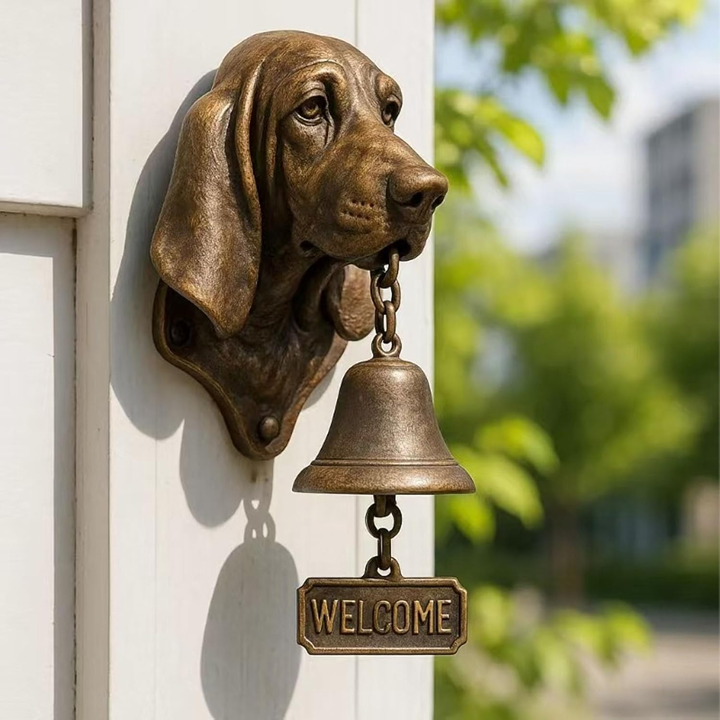3D Dog Themed Welcome Doorbell - Cast Iron Resin Vintage Decorative Hanging Bell