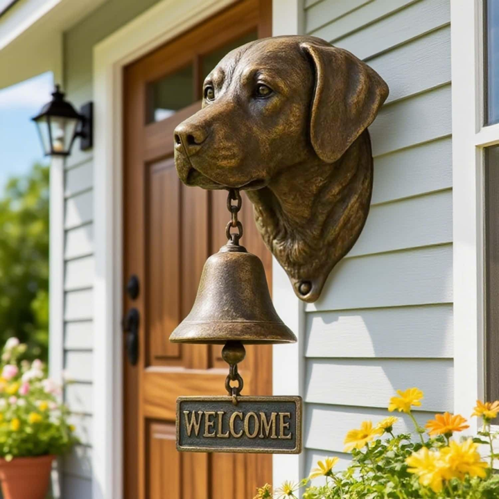 3D Dog Themed Welcome Doorbell - Cast Iron Resin Vintage Decorative Hanging Bell