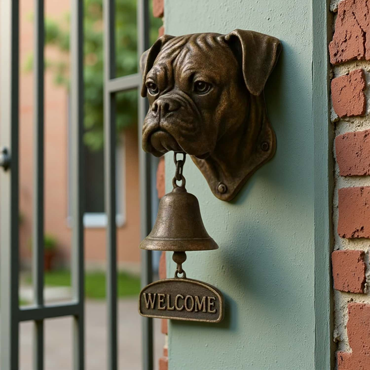 3D Dog Themed Welcome Doorbell - Cast Iron Resin Vintage Decorative Hanging Bell