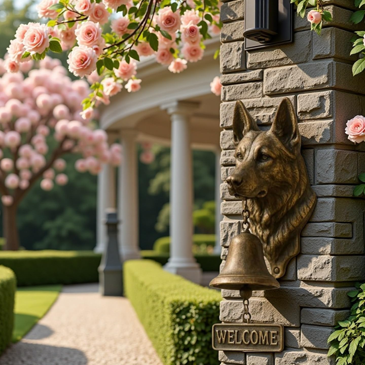 3D Dog Themed Welcome Doorbell - Cast Iron Resin Vintage Decorative Hanging Bell