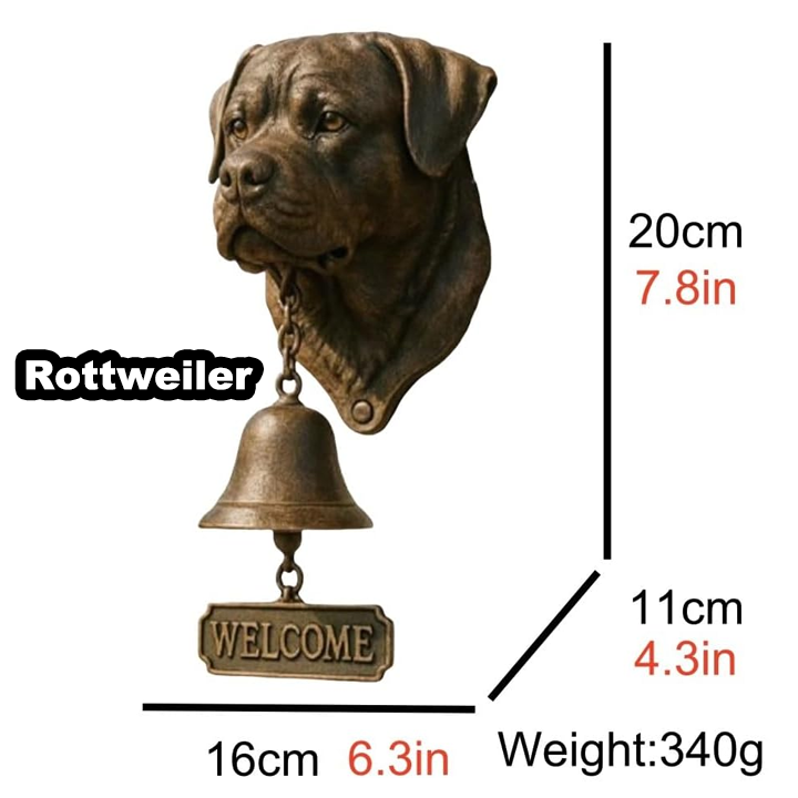 3D Dog Themed Welcome Doorbell - Cast Iron Resin Vintage Decorative Hanging Bell
