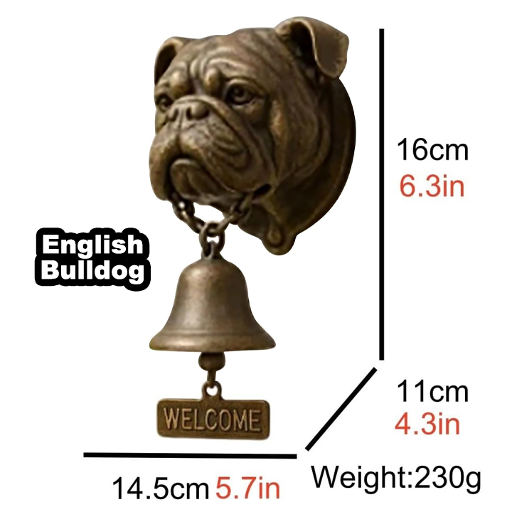 3D Dog Themed Welcome Doorbell - Cast Iron Resin Vintage Decorative Hanging Bell