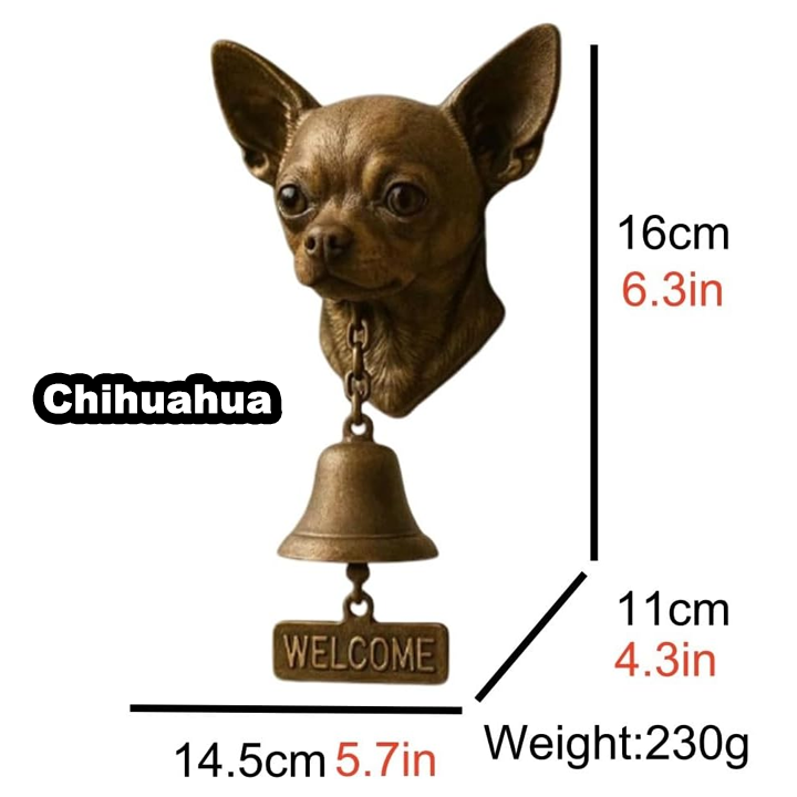 3D Dog Themed Welcome Doorbell - Cast Iron Resin Vintage Decorative Hanging Bell