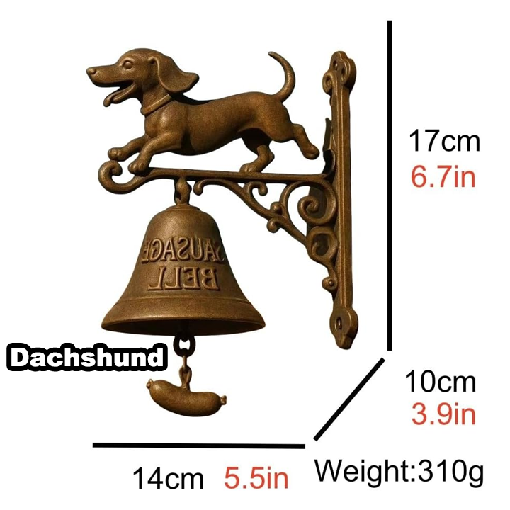 3D Dog Themed Welcome Doorbell - Cast Iron Resin Vintage Decorative Hanging Bell