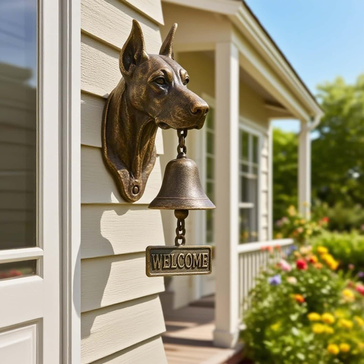 3D Dog Themed Welcome Doorbell - Cast Iron Resin Vintage Decorative Hanging Bell