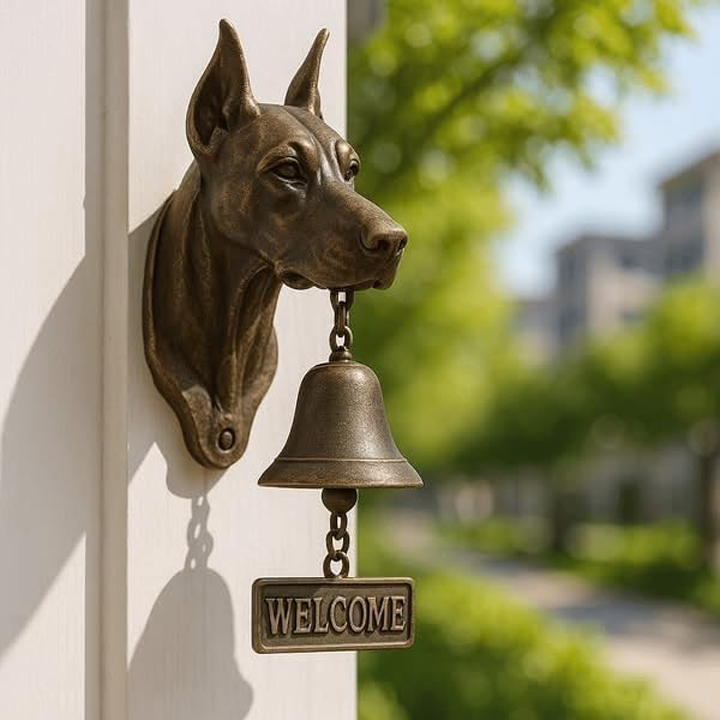 3D Dog Themed Welcome Doorbell - Cast Iron Resin Vintage Decorative Hanging Bell