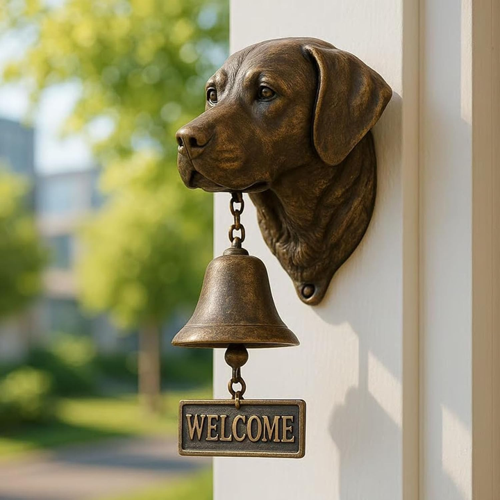 3D Dog Themed Welcome Doorbell - Cast Iron Resin Vintage Decorative Hanging Bell
