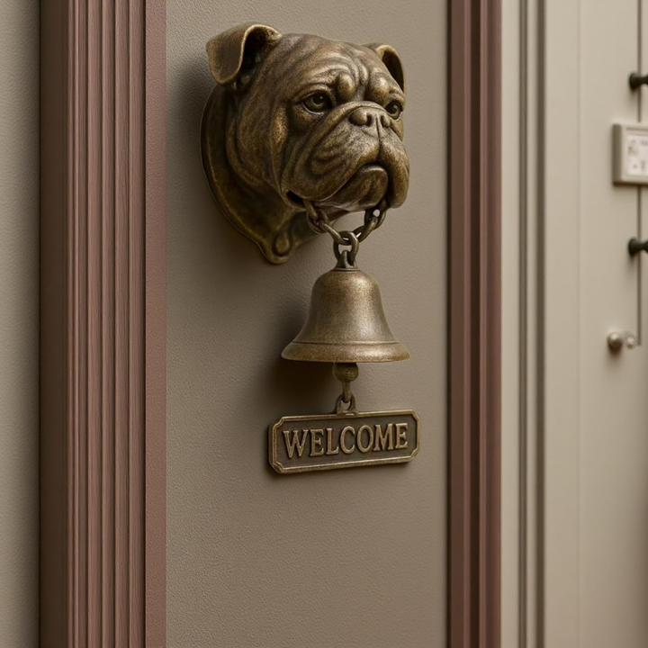 3D Dog Themed Welcome Doorbell - Cast Iron Resin Vintage Decorative Hanging Bell