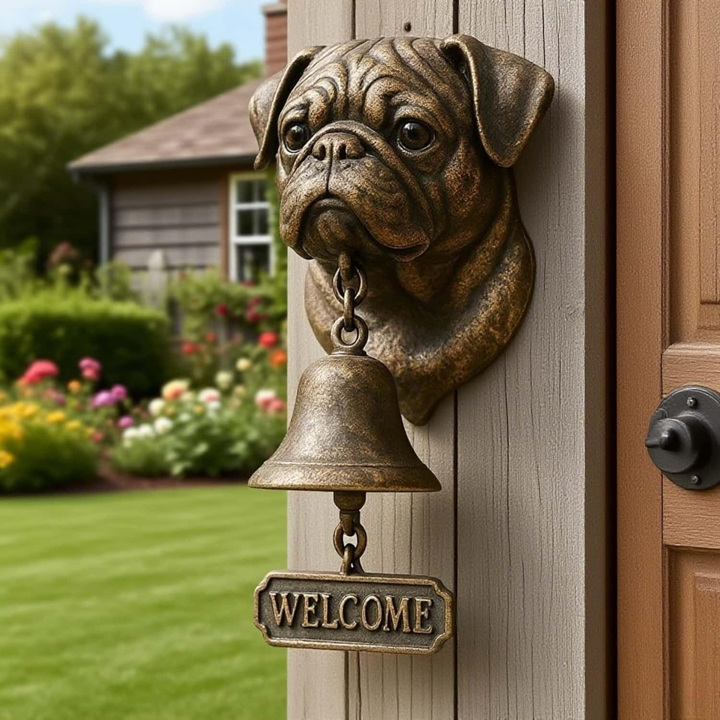 3D Dog Themed Welcome Doorbell - Cast Iron Resin Vintage Decorative Hanging Bell