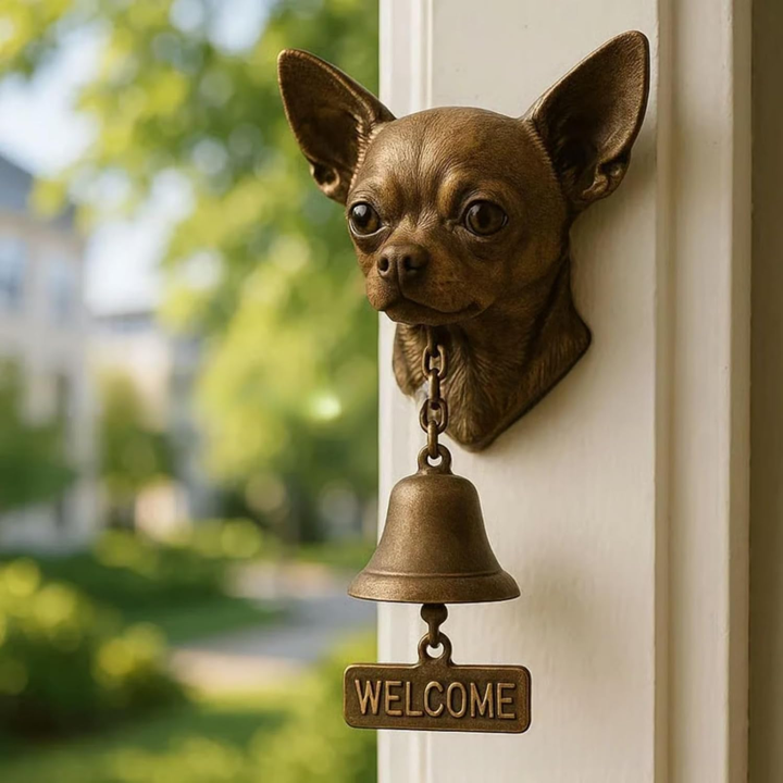 3D Dog Themed Welcome Doorbell - Cast Iron Resin Vintage Decorative Hanging Bell